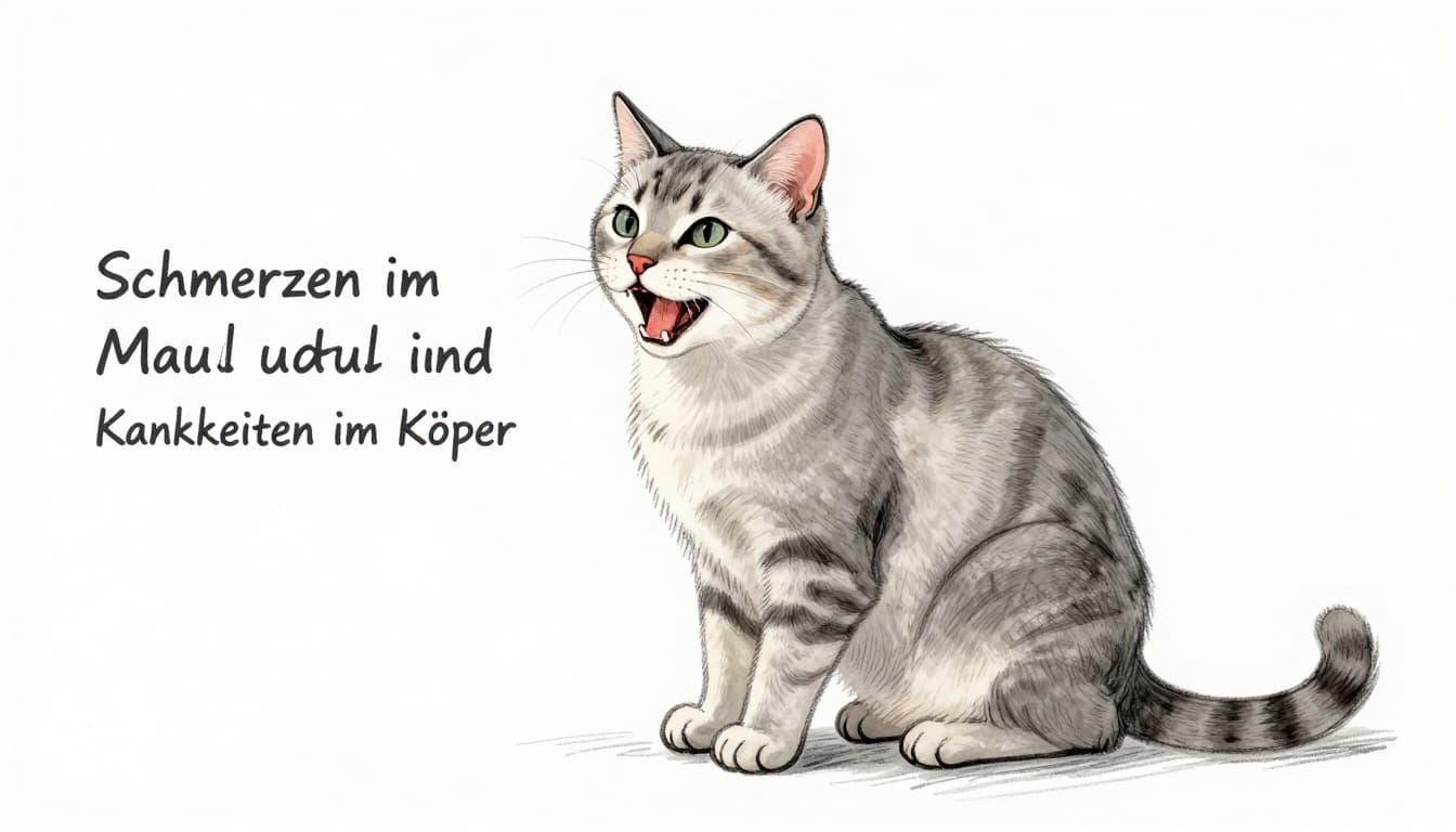 Katze mit sichtbaren Zahnproblemen im Profil.